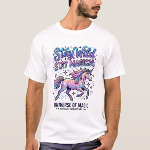 Unicorn Stay Wild Stay Magical Commercial Typograp T-Shirt