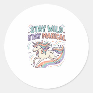 Unicorn Stay Wild Stay Magical Trendy Product Grap Classic Round Sticker