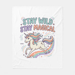 Unicorn Stay Wild Stay Magical Trendy Product Grap Fleece Blanket
