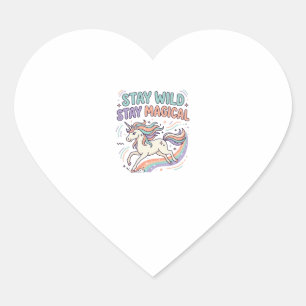 Unicorn Stay Wild Stay Magical Trendy Product Grap Heart Sticker