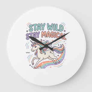 Unicorn Stay Wild Stay Magical Trendy Product Grap Large Clock
