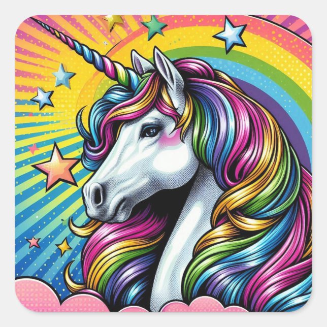 Unicorn stickers! square sticker (Front)