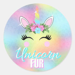 Unicorn Stickers, Unicorn Fur, party favours Classic Round Sticker