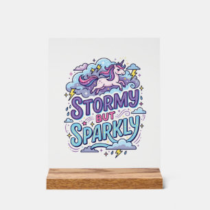 Unicorn Stormy but Sparkly Retro Style Cute Gift D Acrylic Sign