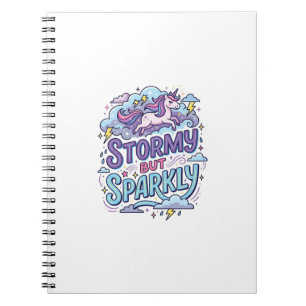 Unicorn Stormy but Sparkly Retro Style Cute Gift D Notebook