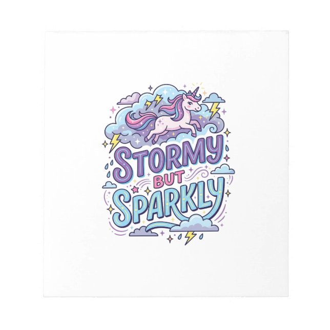Unicorn Stormy but Sparkly Retro Style Cute Gift D Notepad (Front)