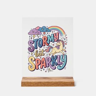 Unicorn Stormy but Sparkly Whimsical Merch Design_ Acrylic Sign
