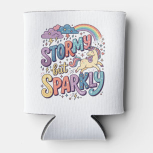 Unicorn Stormy but Sparkly Whimsical Merch Design_ Can Cooler