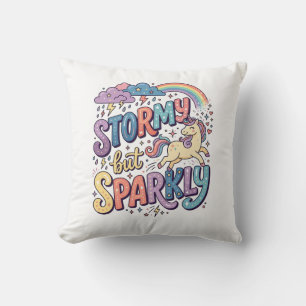 Unicorn Stormy but Sparkly Whimsical Merch Design_ Cushion