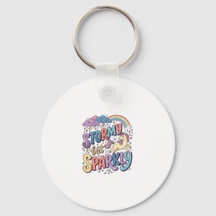 Unicorn Stormy but Sparkly Whimsical Merch Design_ Key Ring