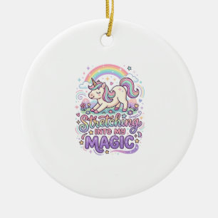 Unicorn Stretching Into My Magic Bold Typography S Ceramic Tree Decoration