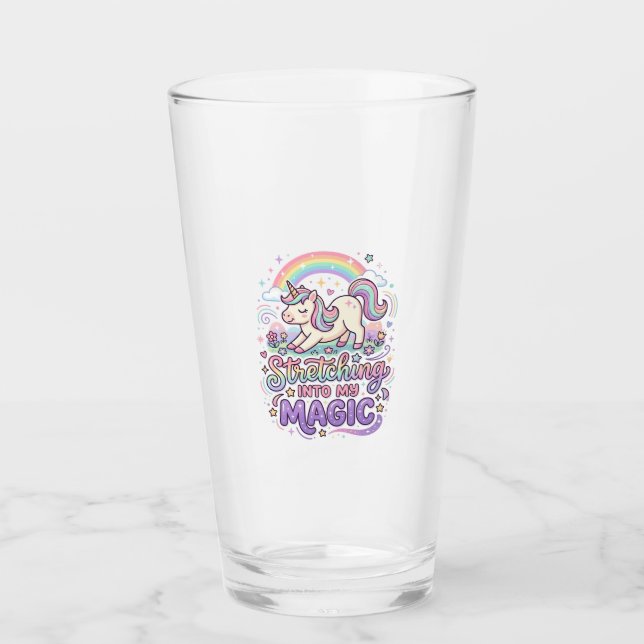 Unicorn Stretching Into My Magic Bold Typography S Glass (Front)