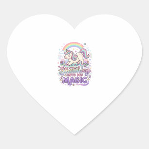 Unicorn Stretching Into My Magic Bold Typography S Heart Sticker