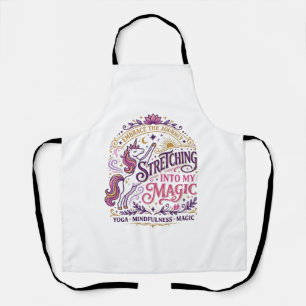 Unicorn Stretching Into My Magic Stylish White Bac Apron