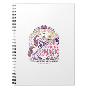 Unicorn Stretching Into My Magic Stylish White Bac Notebook