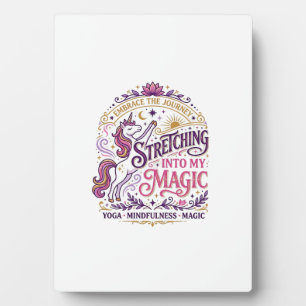 Unicorn Stretching Into My Magic Stylish White Bac Plaque