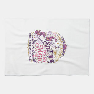 Unicorn Stretching Into My Magic Stylish White Bac Tea Towel