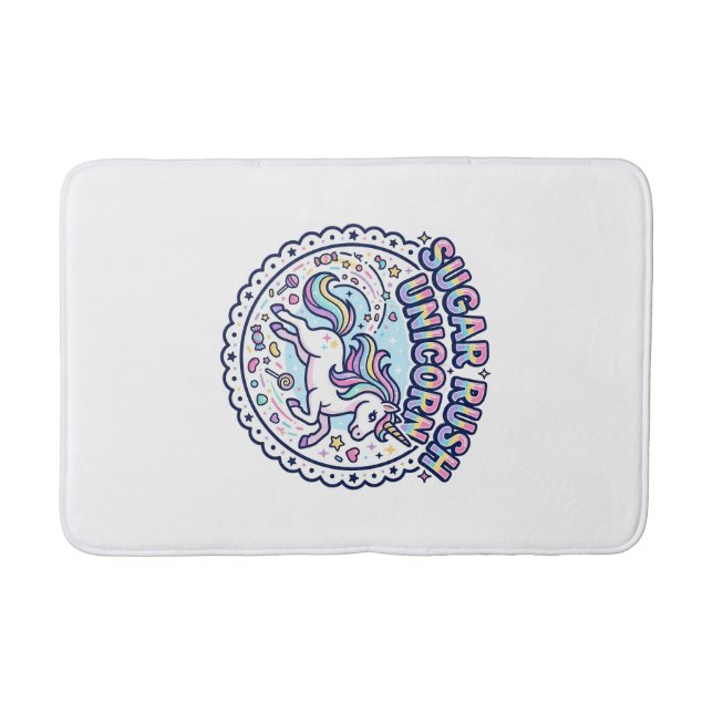 Unicorn Sugar Rush Unicorn Funny Cute Gift Design_ Bath Mat (Front)