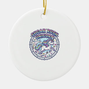 Unicorn Sugar Rush Unicorn Funny Cute Gift Design_ Ceramic Tree Decoration