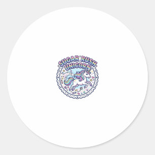 Unicorn Sugar Rush Unicorn Funny Cute Gift Design_ Classic Round Sticker