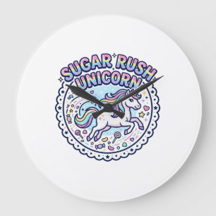 Unicorn Sugar Rush Unicorn Funny Cute Gift Design_ Large Clock