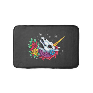 Unicorn Sugar Skull Mexican Art, Christmas T-Shirt Bath Mat