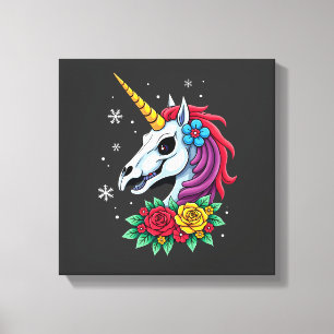 Unicorn Sugar Skull Mexican Art, Christmas T-Shirt Canvas Print