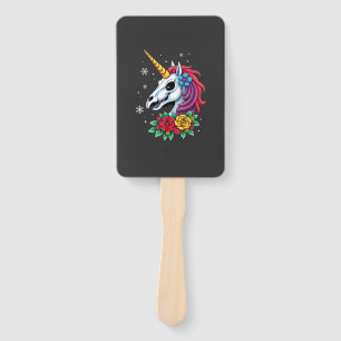 Unicorn Sugar Skull Mexican Art, Christmas T-Shirt Hand Fan