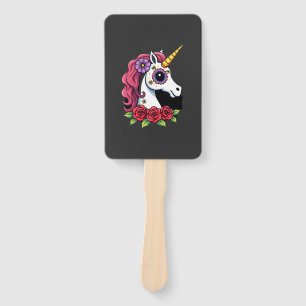 Unicorn Sugar Skull Mexican Art, Christmas T-Shirt Hand Fan
