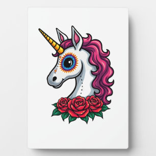 Unicorn Sugar Skull Mexican Art, Christmas T-Shirt Plaque