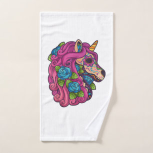 Unicorn Sugar Skull Mexico Calavera Dia De Los Mue Hand Towel
