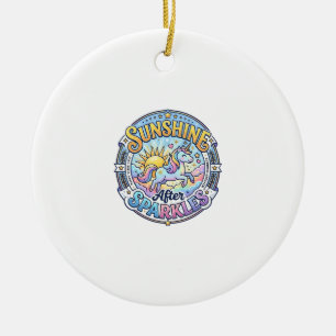 Unicorn Sunshine After Sparkles POD Ready Marketpl Ceramic Tree Decoration