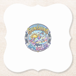 Unicorn Sunshine After Sparkles POD Ready Marketpl Paper Coaster