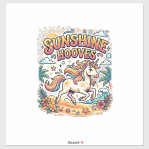 Unicorn Sunshine Hooves Commercial Sticker and Shi