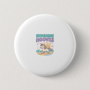 Unicorn Sunshine Hooves Trendy Graphic Tee Design_ 6 Cm Round Badge