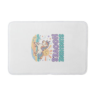 Unicorn Sunshine Hooves Trendy Graphic Tee Design_ Bath Mat