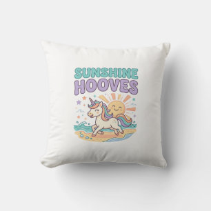 Unicorn Sunshine Hooves Trendy Graphic Tee Design_ Cushion