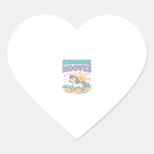 Unicorn Sunshine Hooves Trendy Graphic Tee Design_ Heart Sticker