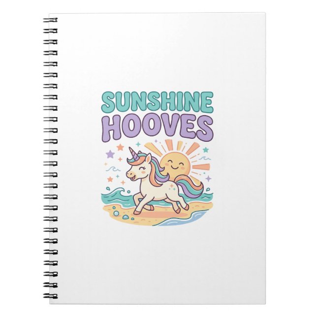 Unicorn Sunshine Hooves Trendy Graphic Tee Design_ Notebook (Front)