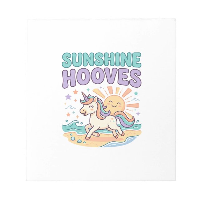 Unicorn Sunshine Hooves Trendy Graphic Tee Design_ Notepad (Front)