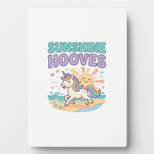 Unicorn Sunshine Hooves Trendy Graphic Tee Design_ Plaque