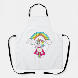Unicorn Superhero flies to the rainbow T-Shirt T-S Apron