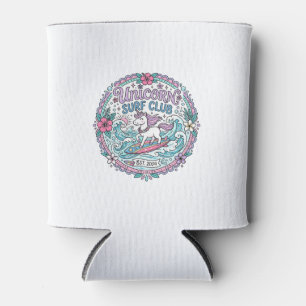 Unicorn Surf Club Playful Shirt Graphic_1 Can Cooler