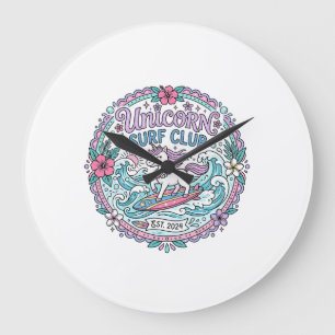 Unicorn Surf Club Playful Shirt Graphic_1 Large Clock