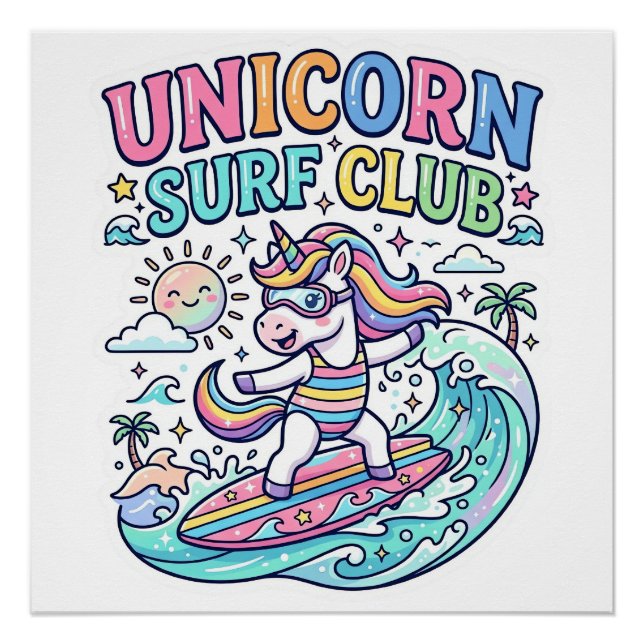Unicorn Surf Club Poster (Front)