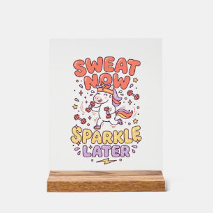 Unicorn Sweat Now Sparkle Later Print Ready Zazzle Acrylic Sign