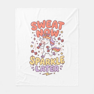 Unicorn Sweat Now Sparkle Later Print Ready Zazzle Fleece Blanket
