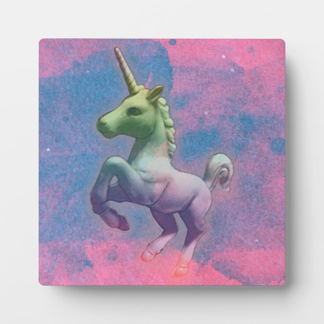 Unicorn Tabletop Plaque 5.25in (Cupcake Pink) (Front)