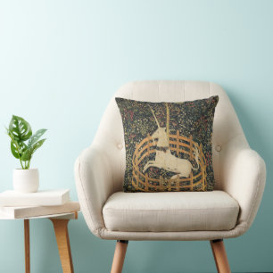 Unicorn Tapestries Captivity Mediaeval Tapestry Cushion