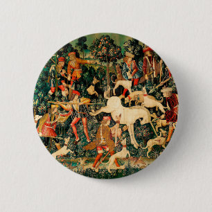 Unicorn Tapestries Defends Hunt  6 Cm Round Badge